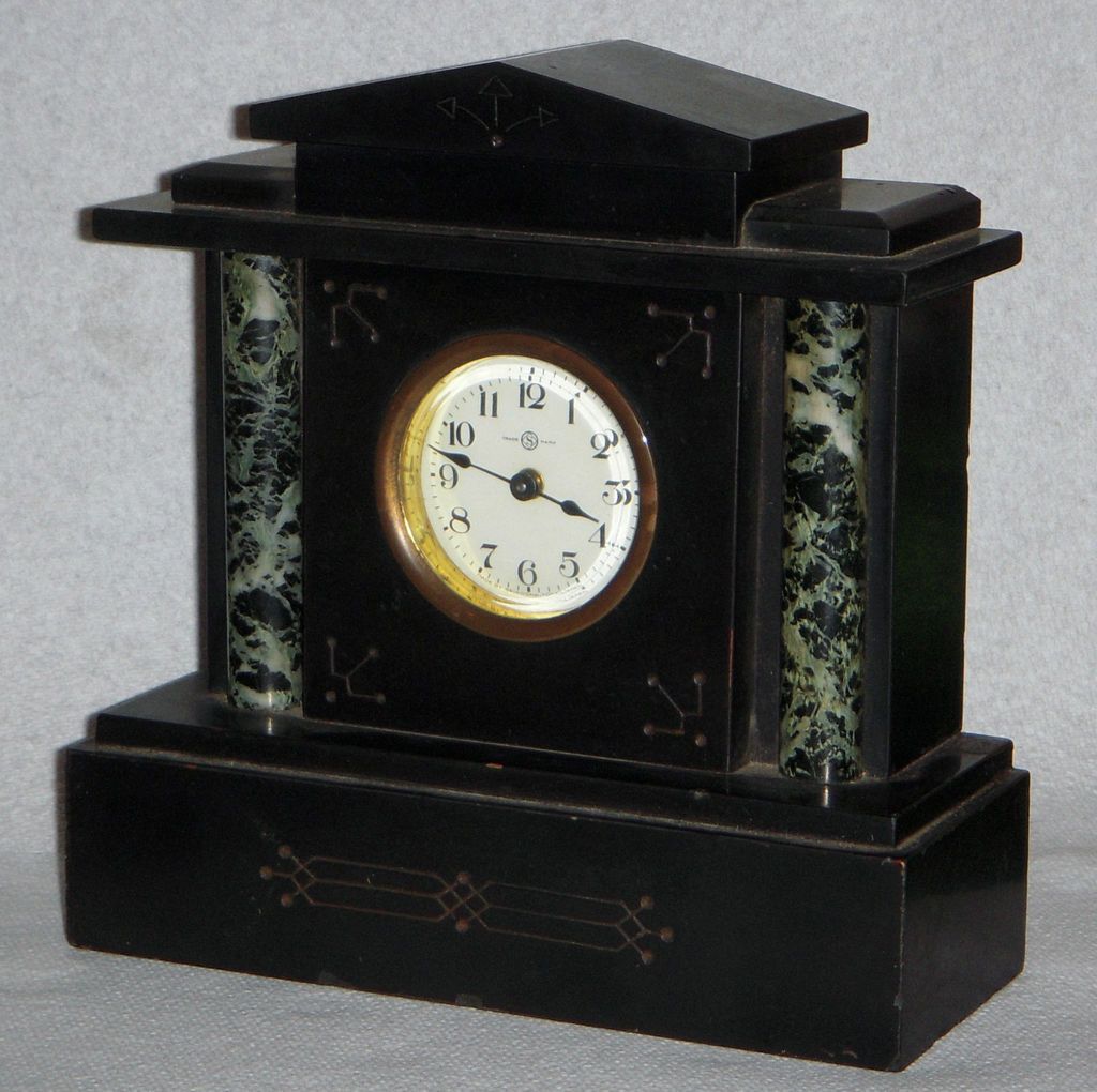 RARE ANTIQUE SEIKOSHA JAPAN MARBLE DESK BUDOIR MANTEL CLOCK WORKING