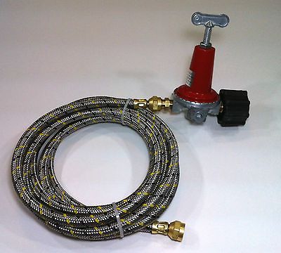 Adjustable 0 to 40psi Propane Regulator ACME QCC1 10ft Hose LP Gas