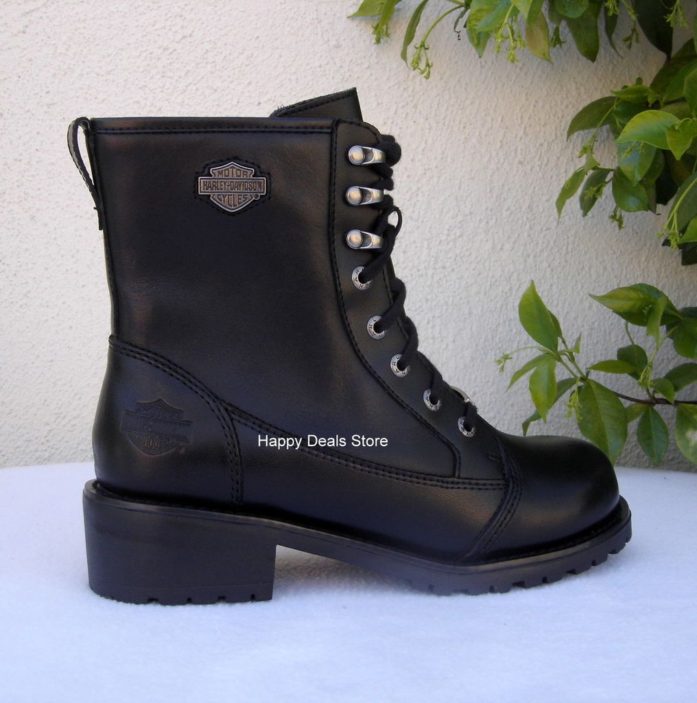 NEW HARLEY DAVIDSON WOMEN BLACK LEATHER MOTORCYCLE BOOTS D84199 ALL