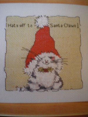 MARGARET SHERRY CAT WITH SANTA HAT HATS OFF TO SANTA CLAUS CROSS