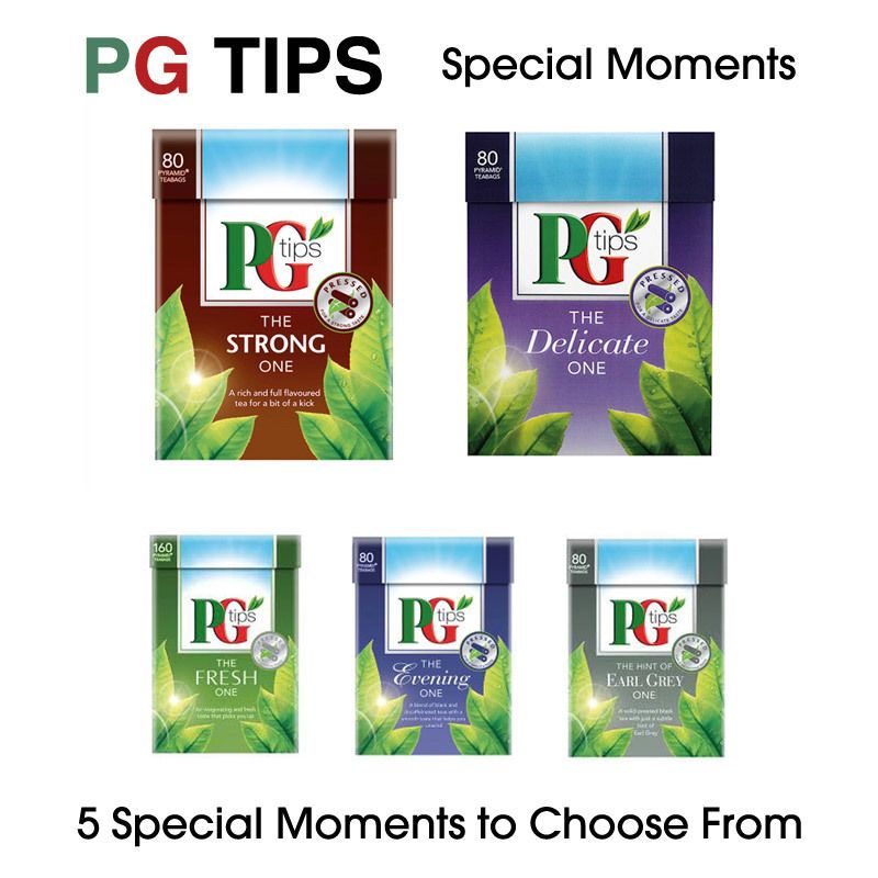 PG TIPS SPECIAL MOMENTS TEA BAGS   EARL GREY, FRESH, EVENING, STRONG