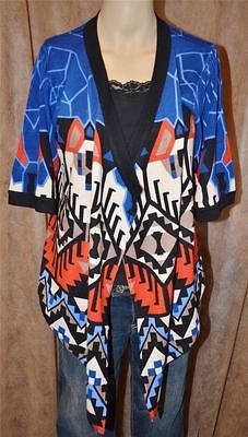 NEW XS 2 4 Boston Proper Vibrant Tribal Print Sweater Cardigan Wrap