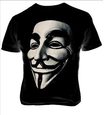 FOR VENDETTA ANONYMOUS T SHIRT V GUY FAWKES HORROR SERIES