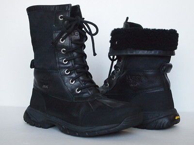 UGG AUSTRALIA Butte Boots BIG KIDS 5 BLACK Short Leather Classic