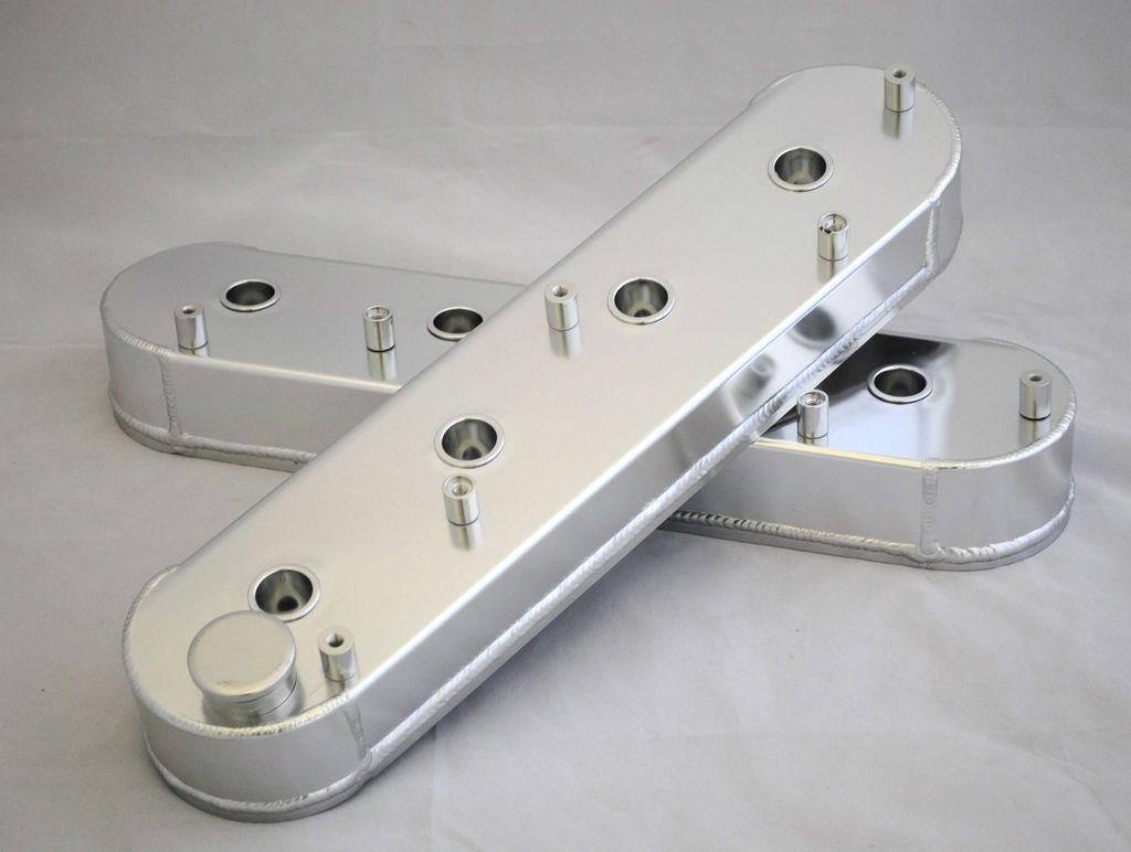 LS Engine Polished Fabricated Aluminum Valve Covers w/ Coil Stand Offs