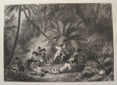 1850 RARE PRINT OF BLACK INFANTRY IN COMBAT. TOUSSAINT LOUVERTURES