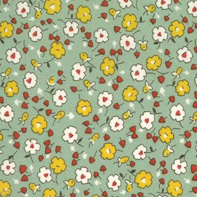 Moda American Jane Happy Campers Picnic Calico Green Fat Quarter FQ