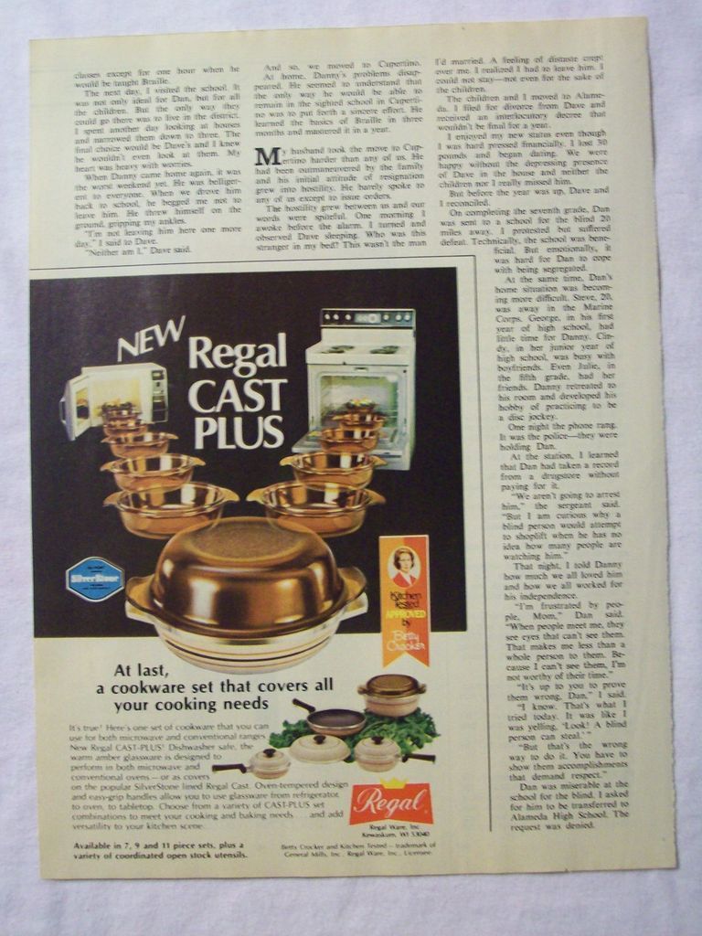 1979 Magazine Advertisement Page For Regal Cast Plus Glass Cookware