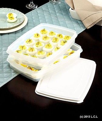 40 Deviled Egg Holder IN STOCK Serving Tray Portable Stacking Carrier