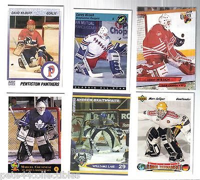 hockey goalie card lot look marcel cousineau, andrew brAITHWAITE