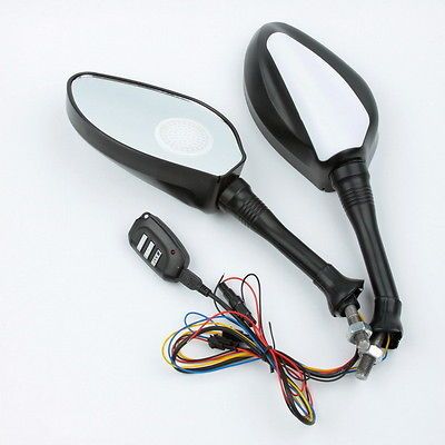 Motorcycle Bike Rearview Mirror with  Player FM Radio Speaker