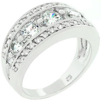 Tiered 7 Stone White Gold CZ Anniversary Ring