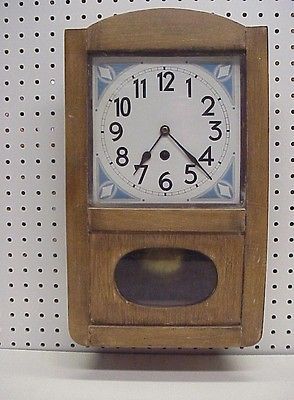 Antique Key Wind Wood Case Junghans Porcelain Face Wall Regulator