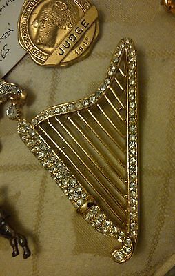 UK Designer 22ct WELSH,IRISH DOG LARGE HARP MUSCIAL INSTRUMENT,CRYSTAL