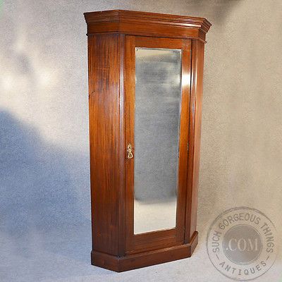 Antique Corner Wardrobe Lobby Hall Coat Cupboard Cloak Cabinet Mirror