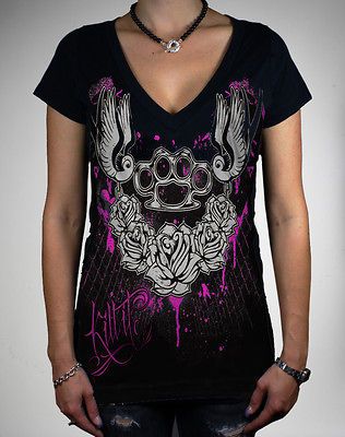 KILL IT BRACE KNUCKLE ANGEL SWAN WOMENS S M L NEW V NECK TSHIRT TEE