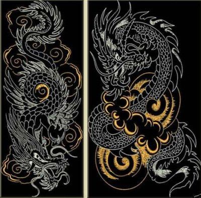 DRAGONS BACKSTITCH Machine Embroidery Designs