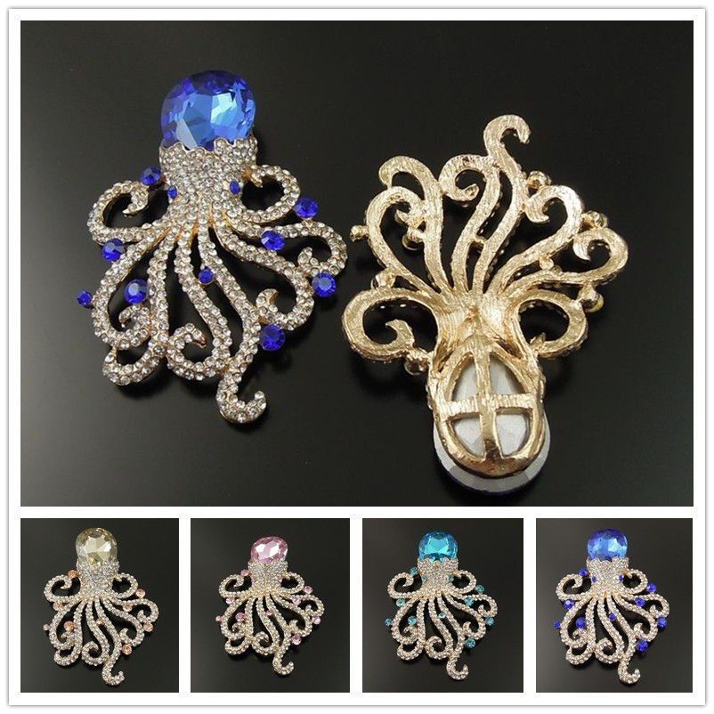 Handmade Alloy Cute Octopus Flatback Button Fill Rhinestone Phone Case