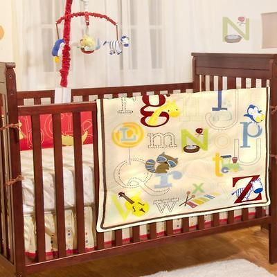 Animal Print Unisex 4pc Cheap Baby Boys/Girls Nursery Crib Bedding Set