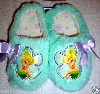 BNWT  girls green fluffy TINKERBELL slippers RRP £9