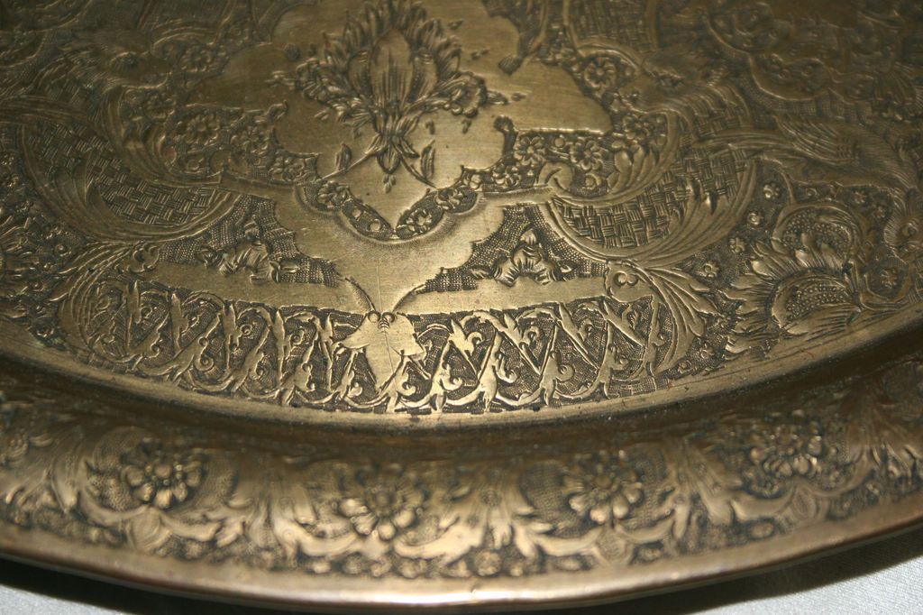 Antique 19 C Islamic Persian Qajar Qalam Zani Art Engraved  11.5