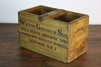VINTAGE WOODEN CRATE TRUG BOX INDUSTRIAL PLANTER M66 CARAWAY SEED
