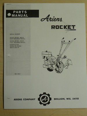 ARIENS 901005 / 901006 5 & 7 H.P. TECUMSEH ROCKET TILLERS PARTS MANUAL