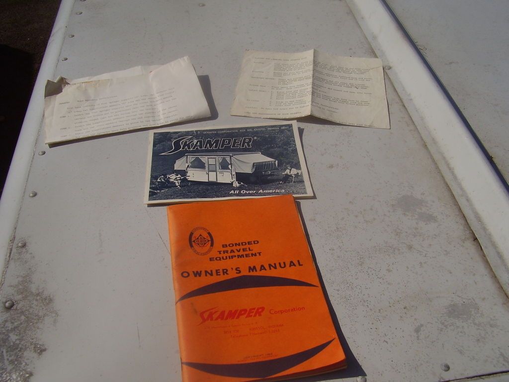 1964 Skamper Pop Up Camper Owners Manual + Brochure & Extras.