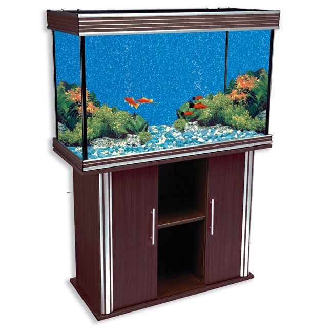 75 gallon Walnut Aquarium and   WALNUT 75 GALLON SILVER TRIM