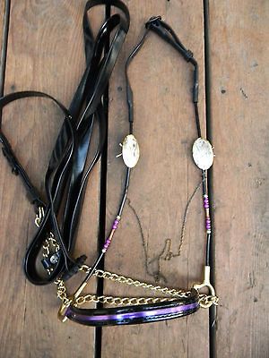 Piece COMPLETE Silver ARABIAN Show Halter Purple CLEARANCE