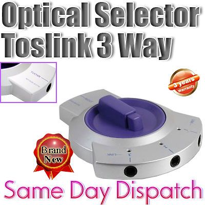 Optical Switch Digital Audio Toslink Splitter Xbox DVR PS3 CD Adapter