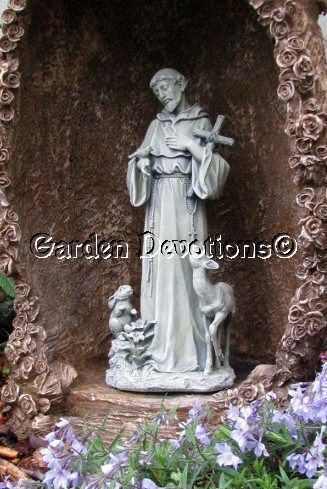 ST. FRANCIS W/ BUNNY DEER CROSS Outdoor Garden Yard Statue FASCINATING