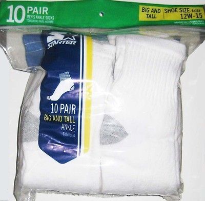 NEW STARTER MENS ANKLE SOCKS 10 Pairs Soft White 12W 15