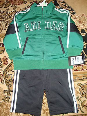 New Adidas Kids Baby Boys 2pc Set Dark Green Size 18M