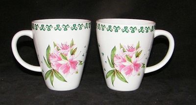 ERIN OF SHAMROCKS ARKLOW PINK FLOWER FLORAL CLOVER STONEWARE COFFEE