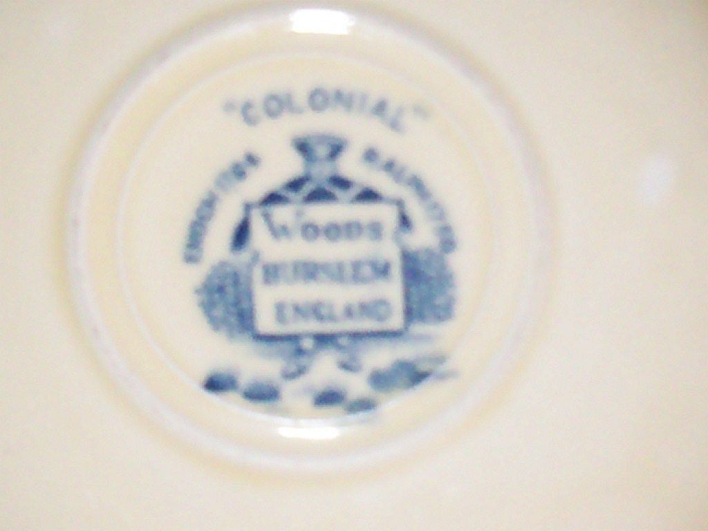 Colonial China Woods Burslem England Saucer Blue