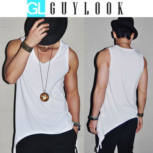 Avant garde Long Loose Fit Mens Uneck Silket Undershirt Tanktop By