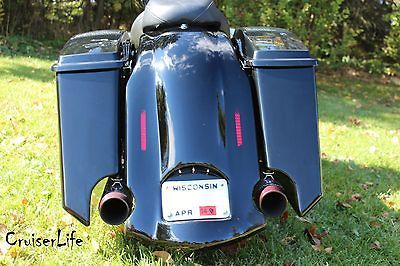 Saddl With Lids Angle Bottom   Harley H D HD Stretched Bags FLH