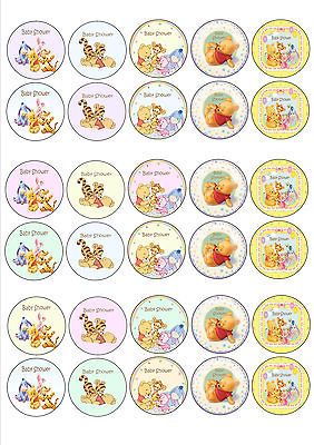 30 X BABY SHOWER WINNIE POOH BEAR EDIBLE CUP CAKE TOPPERS PREMIUM RICE