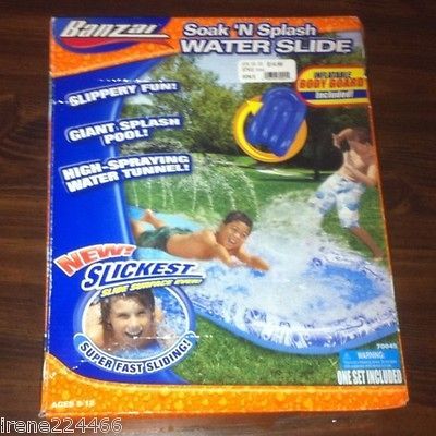 Banzai 18’ Soak n Splash Water Slide w/body board splash Pool water