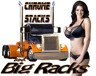 SHIRT PETERBUILT KW TRUCKING SEMI TRUCK SMOKE STACKS & BIG RACKS