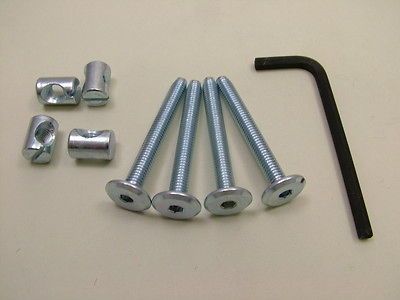 Bed / cot bolts 4 sets of M6 x 50mm bolt, allen key & 14mm barrel nut