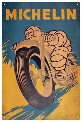 MICHELIN MAN MOTOR BIKE VINTAGE TIN SIGN 20 X 30 cm 