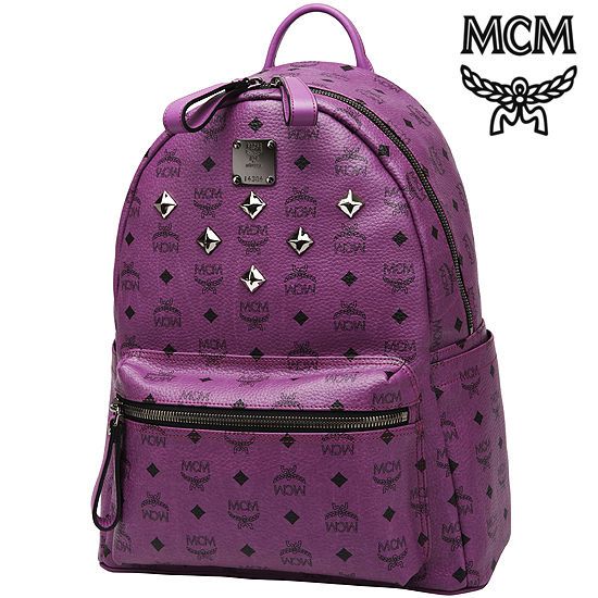 12 New Authentic MCM STARK VISETOS BACKPACK Medium NWT_Purple_MMK