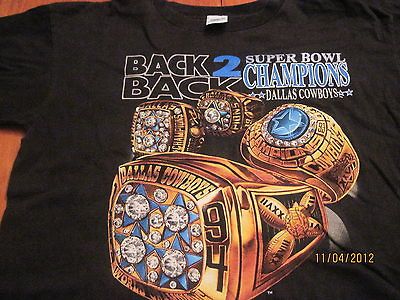 NFL DALLAS COWBOYS BACK 2 BACK SUPER BOWL CHAMPS RINGS VINTAGE T