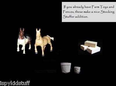 Pretend Play Horses Wood Toy Hay Bales MIni Bucket FARM PLAY Stocking