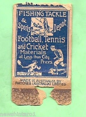 MATCHBOX LABEL ADVERT. SPORTING EQUIPMENT   FOOTBALL, TENNIS, CRICKET