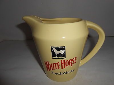 WHITE HORSE BLENDED SCOTCH WHISKEY LIQUOR PITCHER PALE YELLOW CERAMIC