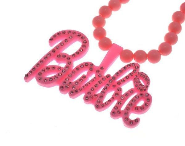 NEW NICKI MINAJ STYLE PINK BARBIE STONE PENDANT & 18 CHAIN NECKLACE