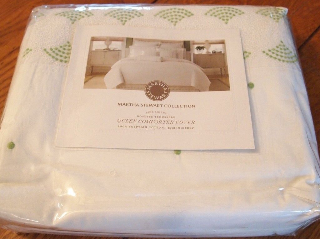 MARTHA STEWART Full Queen Duvet Comforter Cover TROUSSEAU ROSETTE